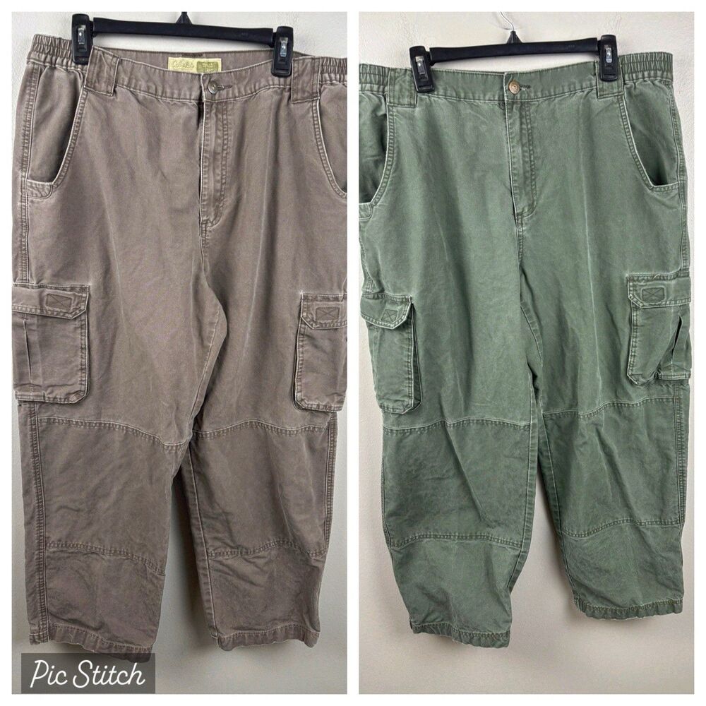 Cabela's Men's Trail Hiker Cargo Pants 38x27 Straight Leg 100% Cotton- Two Pairs